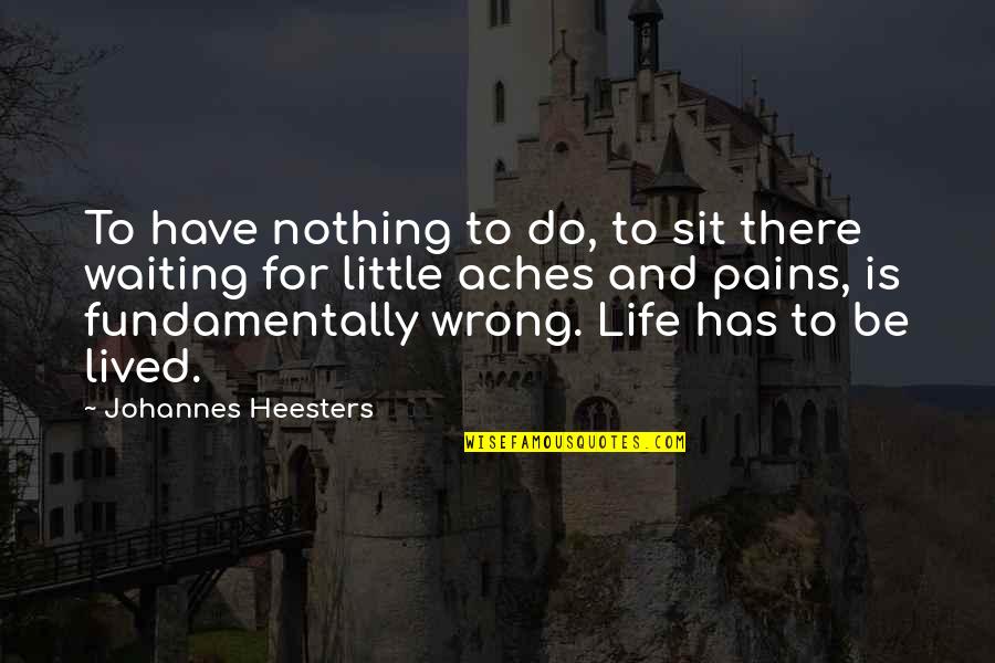 Pains Of Life Quotes By Johannes Heesters: To have nothing to do, to sit there
