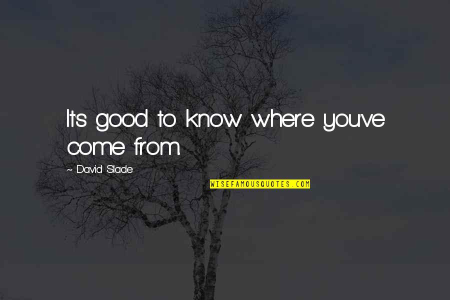 Paisajes Bonitos Quotes By David Slade: It's good to know where you've come from.