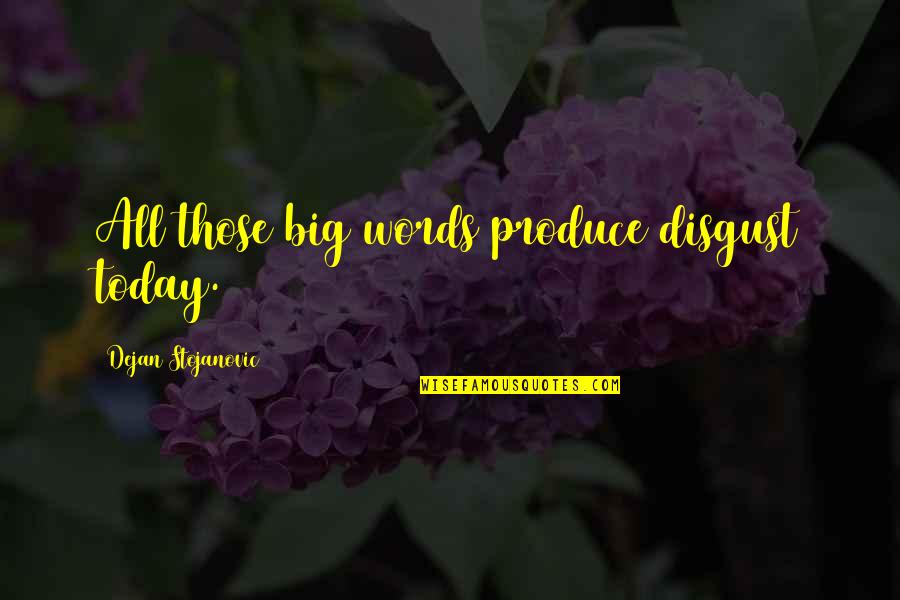Paket Wisata Quotes By Dejan Stojanovic: All those big words produce disgust today. Paket Wisata Quotes By Dejan Stojanovic: All those big words produce disgust today.