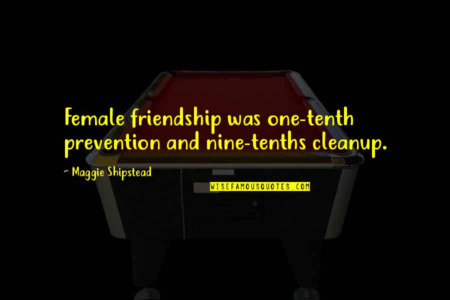 Pakinabang Sa Quotes By Maggie Shipstead: Female friendship was one-tenth prevention and nine-tenths cleanup.