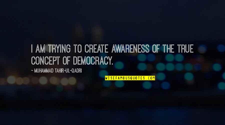 Pakistan Politics Quotes By Muhammad Tahir-ul-Qadri: I am trying to create awareness of the
