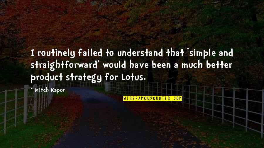 Paksa At Panaguri Quotes By Mitch Kapor: I routinely failed to understand that 'simple and