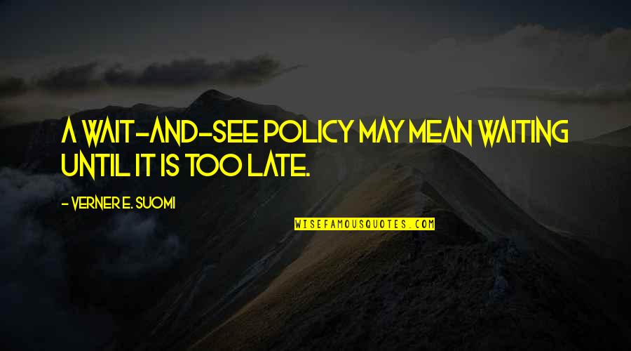Paksa At Panaguri Quotes By Verner E. Suomi: A wait-and-see policy may mean waiting until it Paksa At Panaguri Quotes By Verner E. Suomi: A wait-and-see policy may mean waiting until it