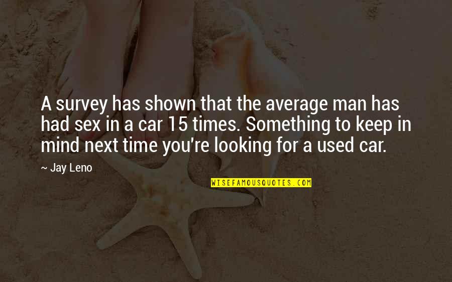 Palanca Quotes By Jay Leno: A survey has shown that the average man Palanca Quotes By Jay Leno: A survey has shown that the average man