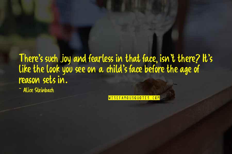 Palayain Mo Quotes By Alice Steinbach: There's such joy and fearless in that face,