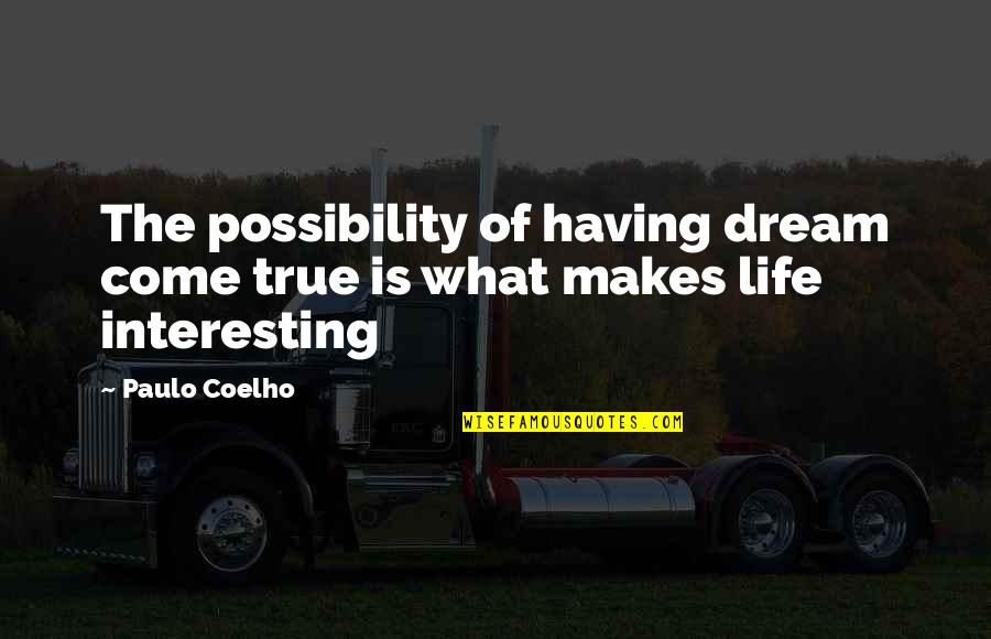 Palensky Dozing Quotes By Paulo Coelho: The possibility of having dream come true is