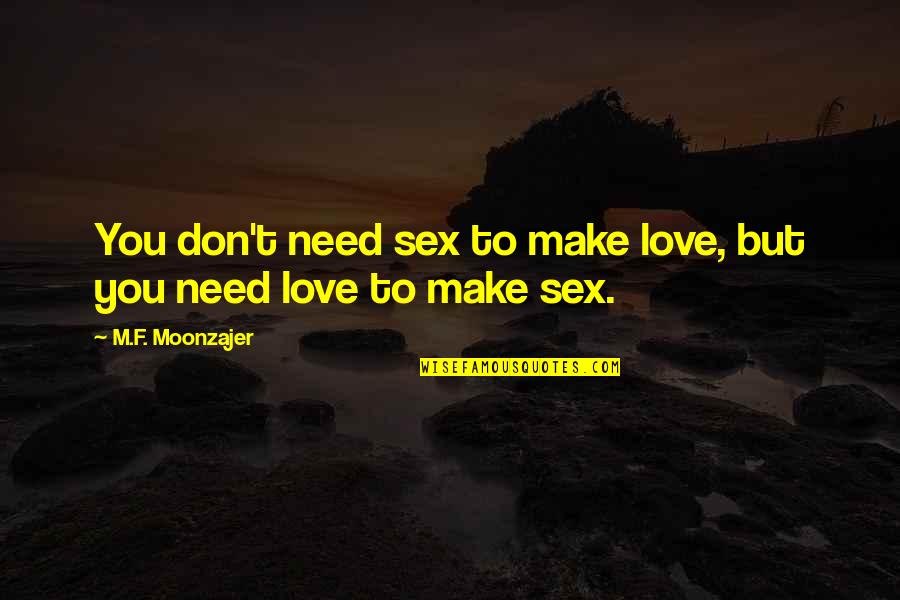 Paleoconservatives Quotes By M.F. Moonzajer: You don't need sex to make love, but