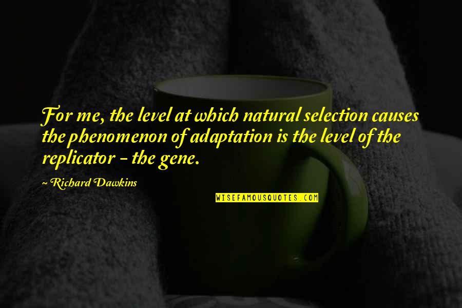Paleosciences Quotes By Richard Dawkins: For me, the level at which natural selection Paleosciences Quotes By Richard Dawkins: For me, the level at which natural selection