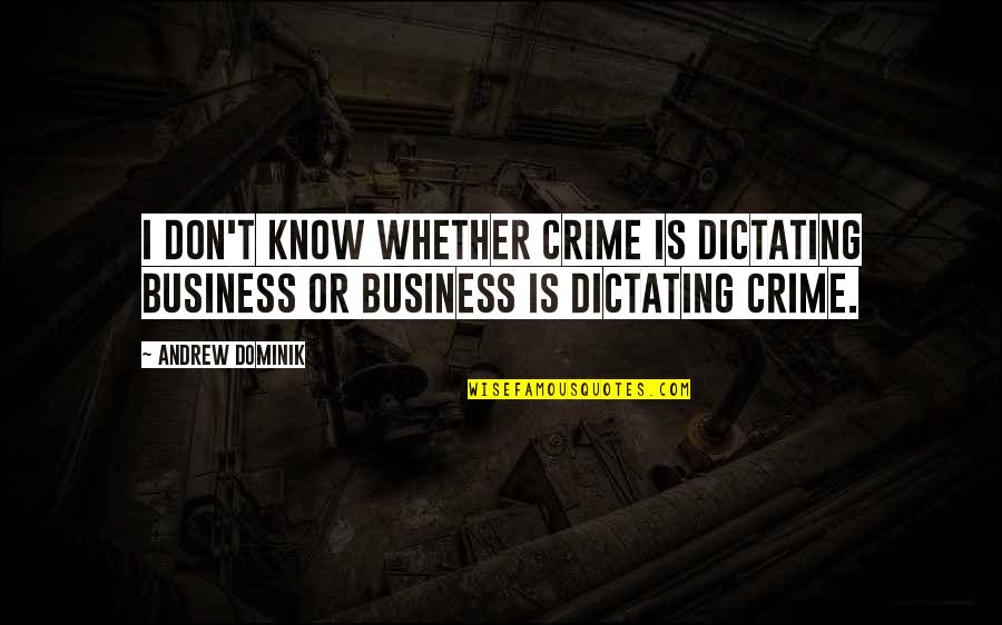 Palestinian Identity Quotes By Andrew Dominik: I don't know whether crime is dictating business