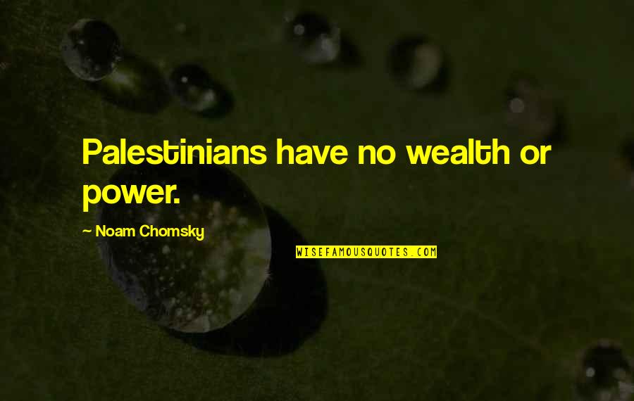 Palestinians Quotes By Noam Chomsky: Palestinians have no wealth or power.