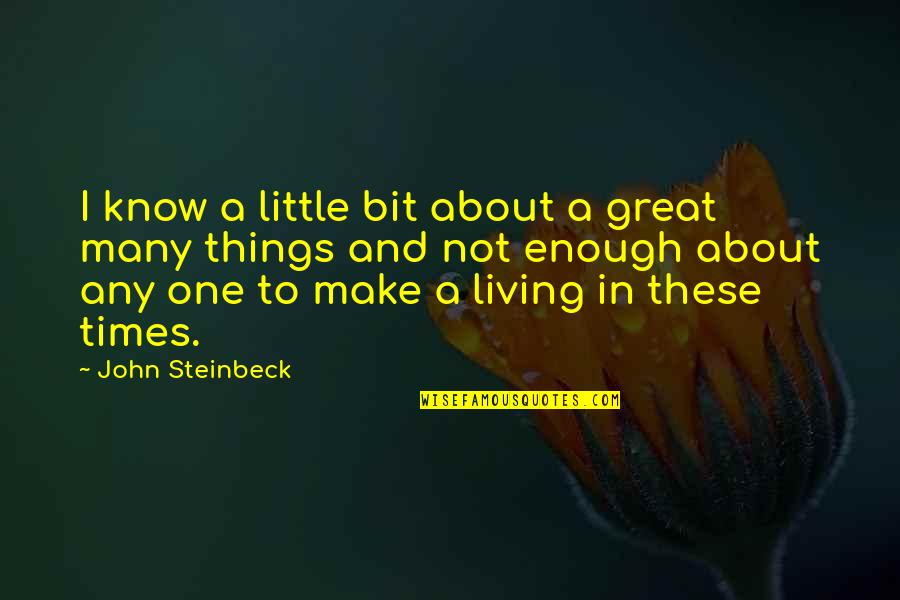 Palindrome Sentences Quotes By John Steinbeck: I know a little bit about a great
