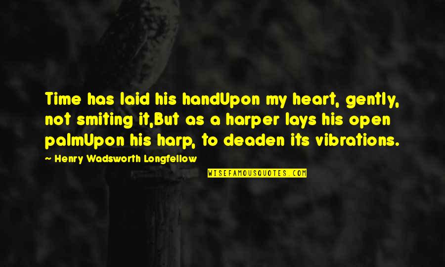 Palm Hand Quotes By Henry Wadsworth Longfellow: Time has laid his handUpon my heart, gently,