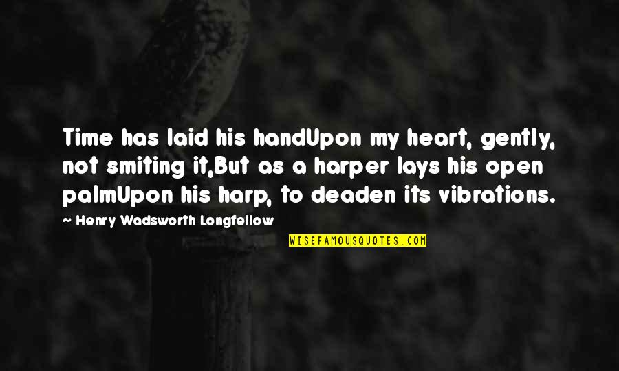 Palm Of My Hand Quotes By Henry Wadsworth Longfellow: Time has laid his handUpon my heart, gently,