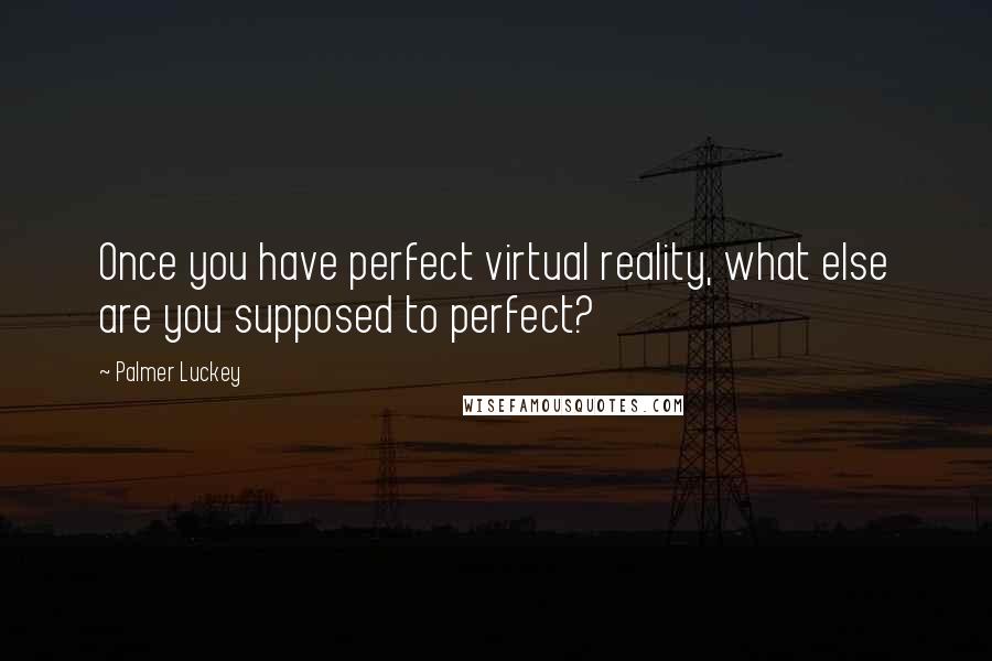 Palmer Luckey quotes: Once you have perfect virtual reality, what else are you supposed to perfect?