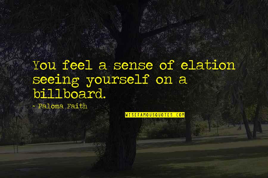 Paloma Faith Quotes By Paloma Faith: You feel a sense of elation seeing yourself