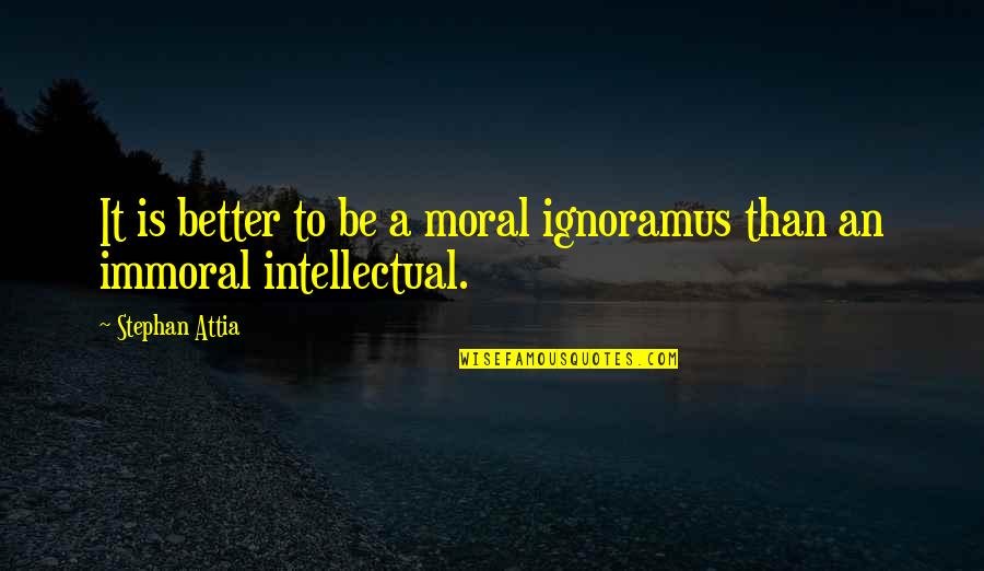 Palpitated Abdomen Quotes By Stephan Attia: It is better to be a moral ignoramus