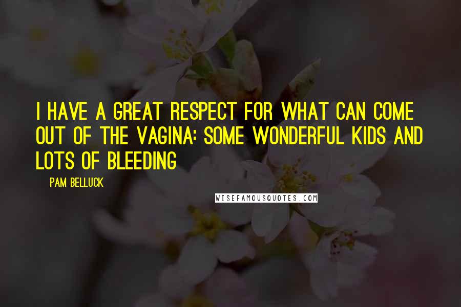 Pam Belluck quotes: I have a great respect for what can come out of the vagina: some wonderful kids and lots of bleeding