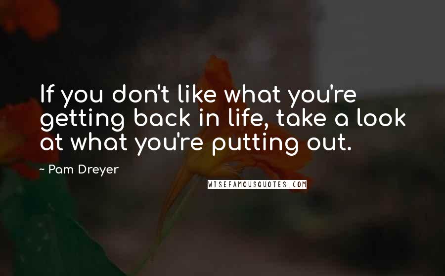 Pam Dreyer quotes: If you don't like what you're getting back in life, take a look at what you're putting out.