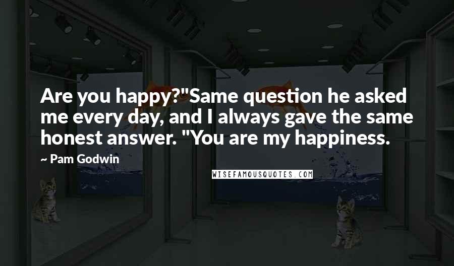 Pam Godwin quotes: Are you happy?"Same question he asked me every day, and I always gave the same honest answer. "You are my happiness.