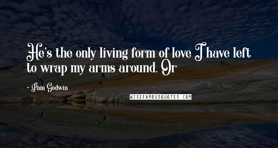 Pam Godwin quotes: He's the only living form of love I have left to wrap my arms around. Or