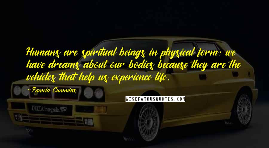 Pamela Cummins quotes: Humans are spiritual beings in physical form; we have dreams about our bodies because they are the vehicles that help us experience life.