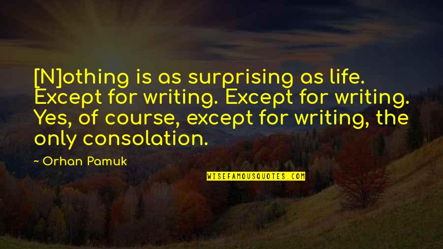 Pamuk Quotes By Orhan Pamuk: [N]othing is as surprising as life. Except for