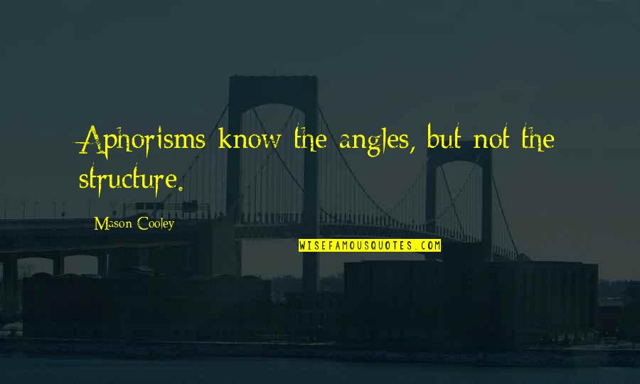 Pana Sankranti Quotes By Mason Cooley: Aphorisms know the angles, but not the structure.