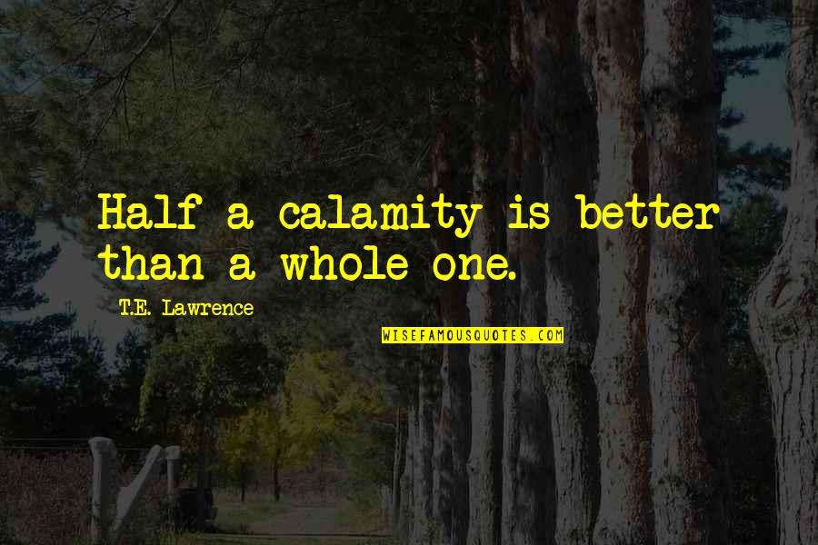 Panali In English Quotes By T.E. Lawrence: Half a calamity is better than a whole Panali In English Quotes By T.E. Lawrence: Half a calamity is better than a whole