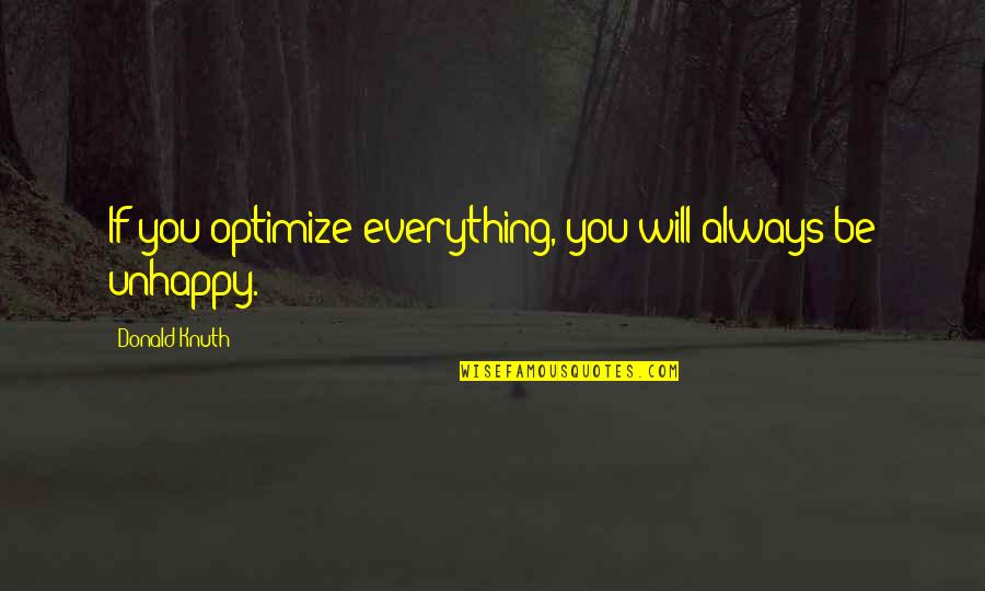 Panjwani Institute Quotes By Donald Knuth: If you optimize everything, you will always be Panjwani Institute Quotes By Donald Knuth: If you optimize everything, you will always be