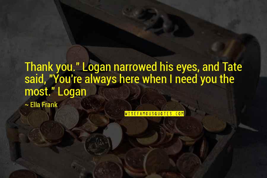 Pankhurst Family Quotes By Ella Frank: Thank you." Logan narrowed his eyes, and Tate Pankhurst Family Quotes By Ella Frank: Thank you." Logan narrowed his eyes, and Tate