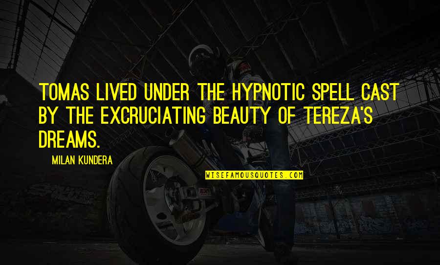 Panoramic Photo Quotes By Milan Kundera: Tomas lived under the hypnotic spell cast by