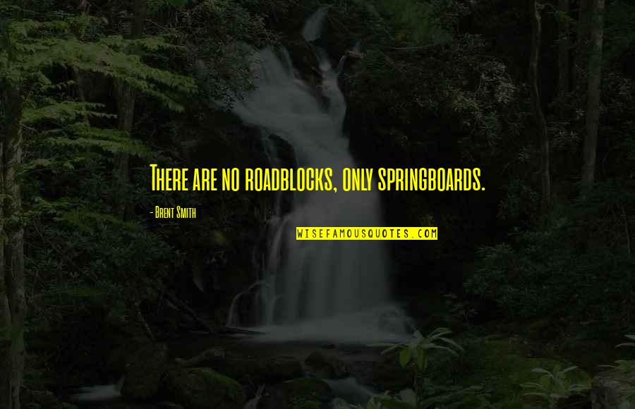 Pantelmin Quotes By Brent Smith: There are no roadblocks, only springboards.