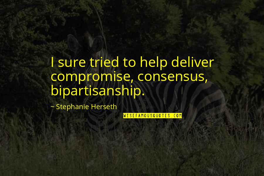 Panthea Leave2gether Quotes By Stephanie Herseth: I sure tried to help deliver compromise, consensus,