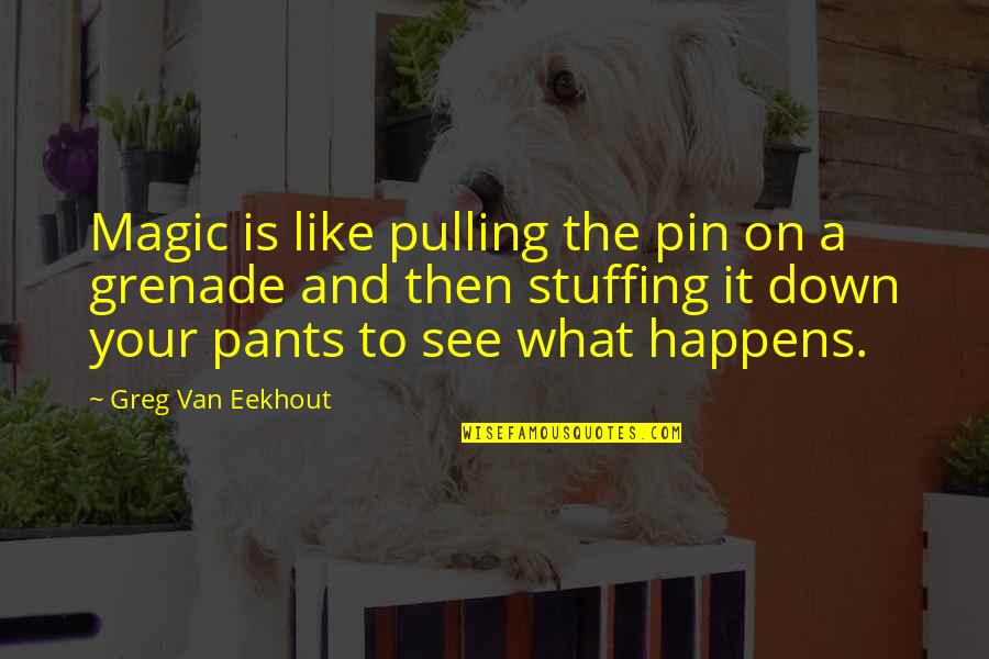 Pants Down Quotes By Greg Van Eekhout: Magic is like pulling the pin on a