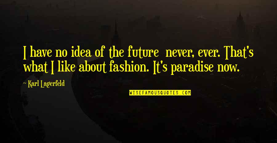 Paper Cups Quotes By Karl Lagerfeld: I have no idea of the future never,