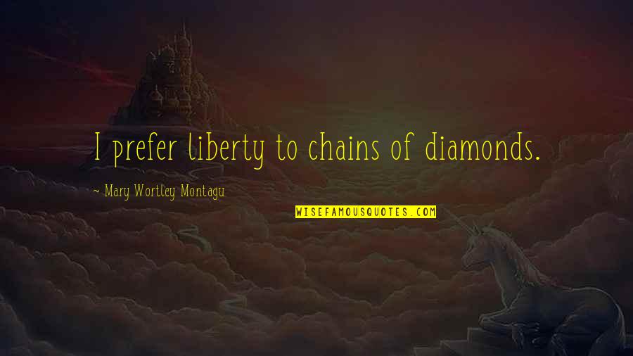 Papki Quotes By Mary Wortley Montagu: I prefer liberty to chains of diamonds. Papki Quotes By Mary Wortley Montagu: I prefer liberty to chains of diamonds.