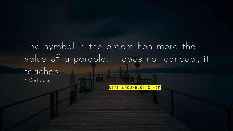 Parables Quotes By Carl Jung: The symbol in the dream has more the