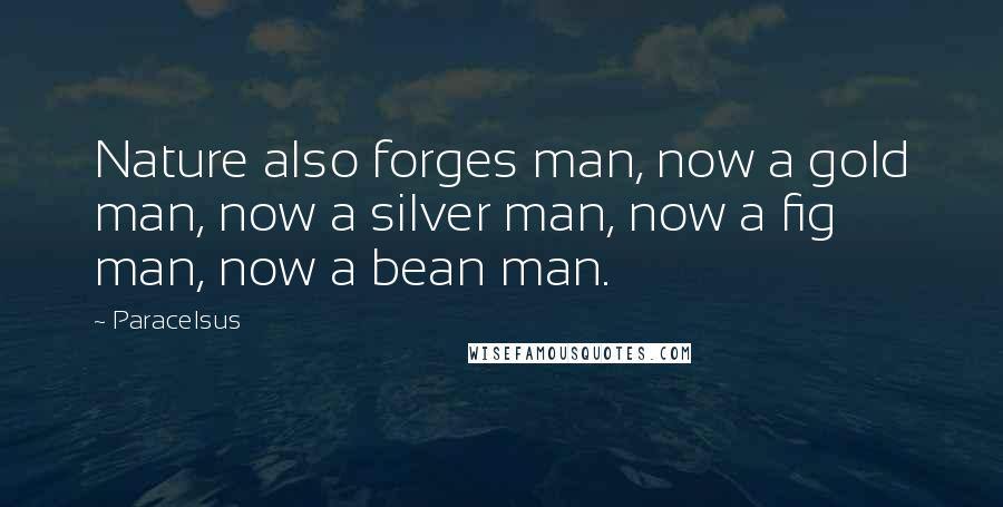 Paracelsus quotes: Nature also forges man, now a gold man, now a silver man, now a fig man, now a bean man.