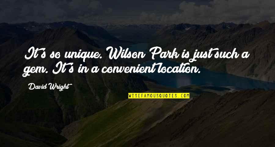 Paracentesis Quotes By David Wright: It's so unique. Wilson Park is just such