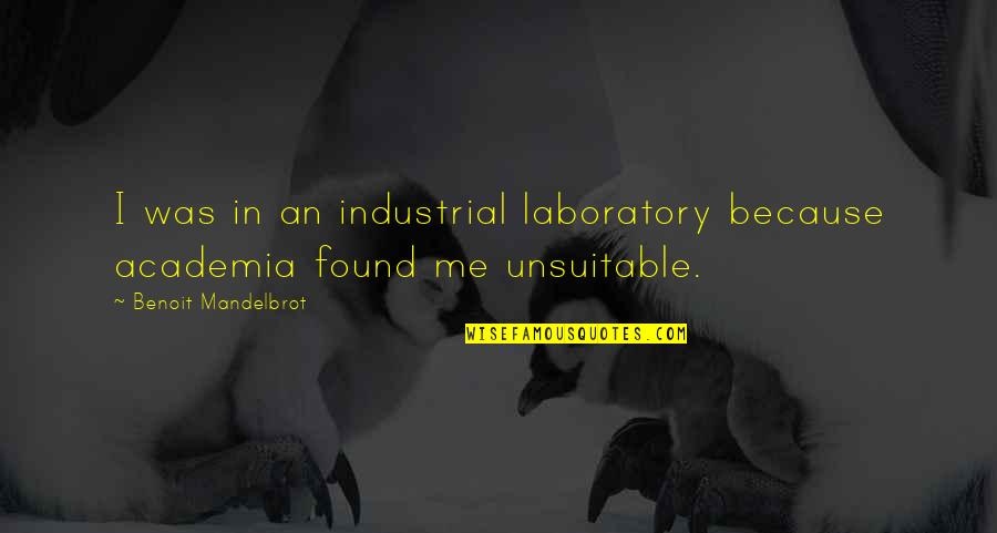 Parages Quotes By Benoit Mandelbrot: I was in an industrial laboratory because academia Parages Quotes By Benoit Mandelbrot: I was in an industrial laboratory because academia