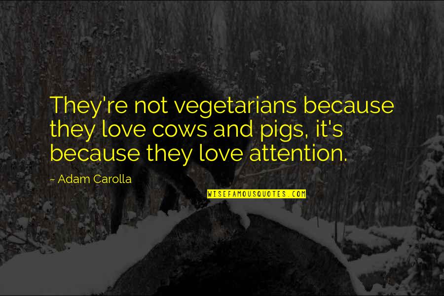 Paralleled Conductors Quotes By Adam Carolla: They're not vegetarians because they love cows and Paralleled Conductors Quotes By Adam Carolla: They're not vegetarians because they love cows and