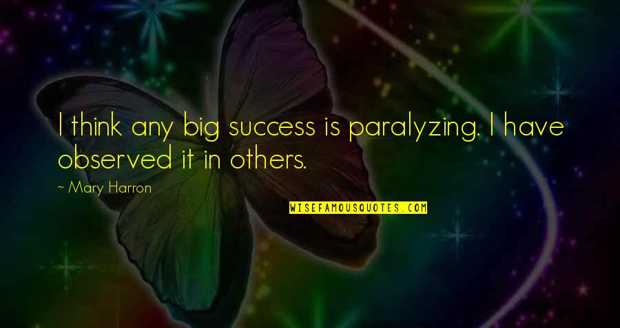 Paralyzing Quotes By Mary Harron: I think any big success is paralyzing. I