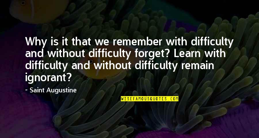 Paranamal Quotes By Saint Augustine: Why is it that we remember with difficulty