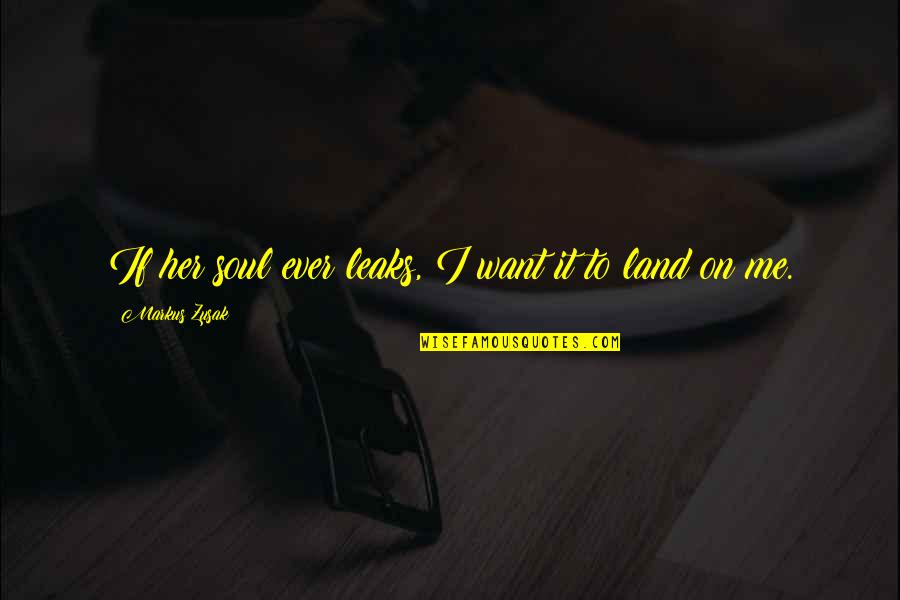 Paranormalcy Pages Quotes By Markus Zusak: If her soul ever leaks, I want it