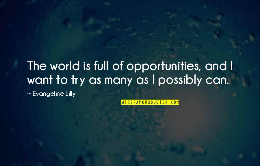 Paranormals Quotes By Evangeline Lilly: The world is full of opportunities, and I