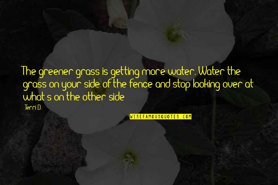 Paraquel Quotes By Terri D.: The greener grass is getting more water. Water