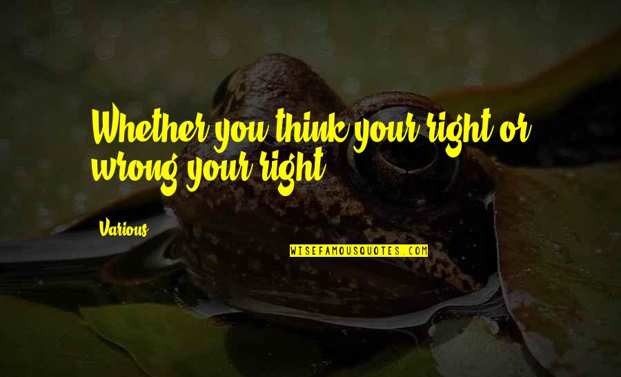 Paravai Muniyamma Quotes By Various: Whether you think your right or wrong your