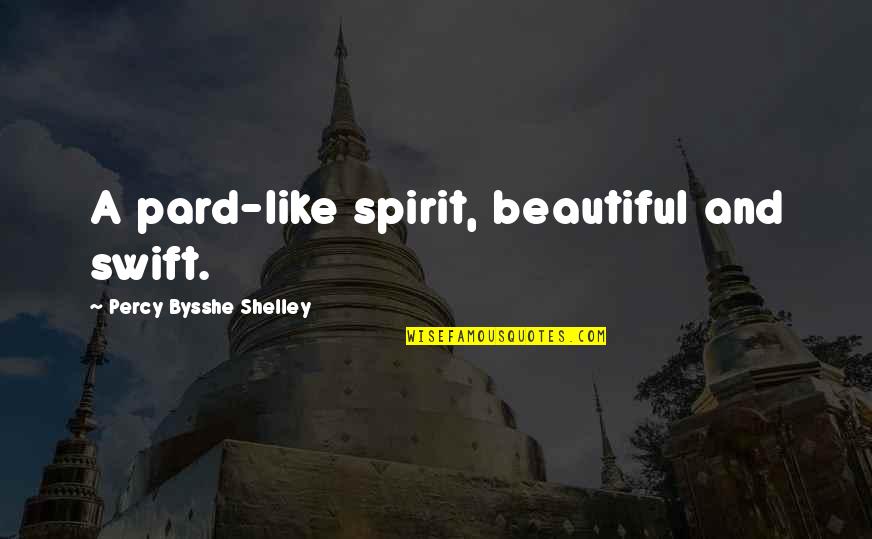 Pard Quotes By Percy Bysshe Shelley: A pard-like spirit, beautiful and swift.