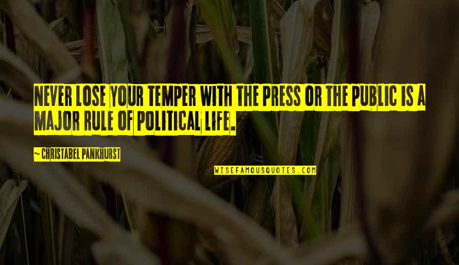 Pardy Quotes By Christabel Pankhurst: Never lose your temper with the Press or