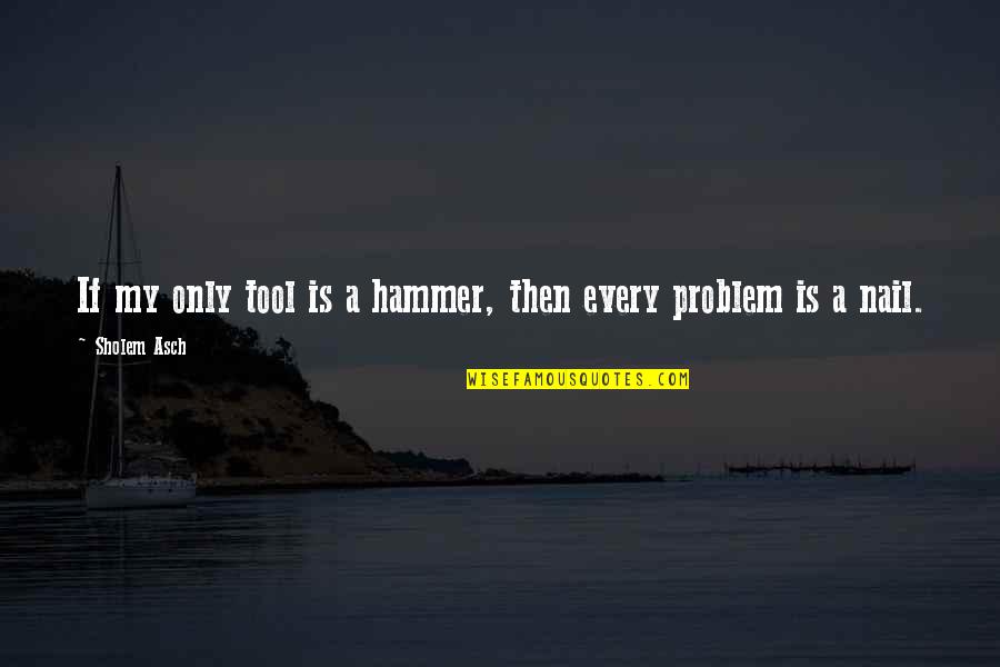 Paremata Quotes By Sholem Asch: If my only tool is a hammer, then